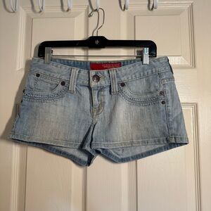 Guess Women's Faded Blue Stretch Denim Jean Shorts
